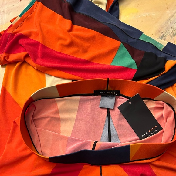 Eva Varro Knit Jersey Abstract Print Elastic Waist Wide Leg Pull-On Pants - Picture 3 of 14